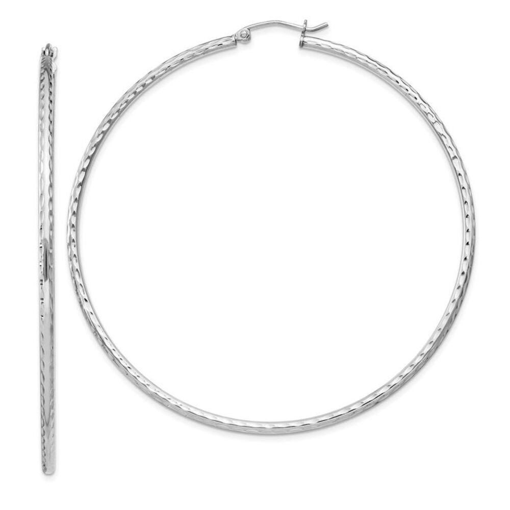 2mm, Diamond Cut, XL Sterling Silver Hoops - 65mm (2 1/2 Inch)